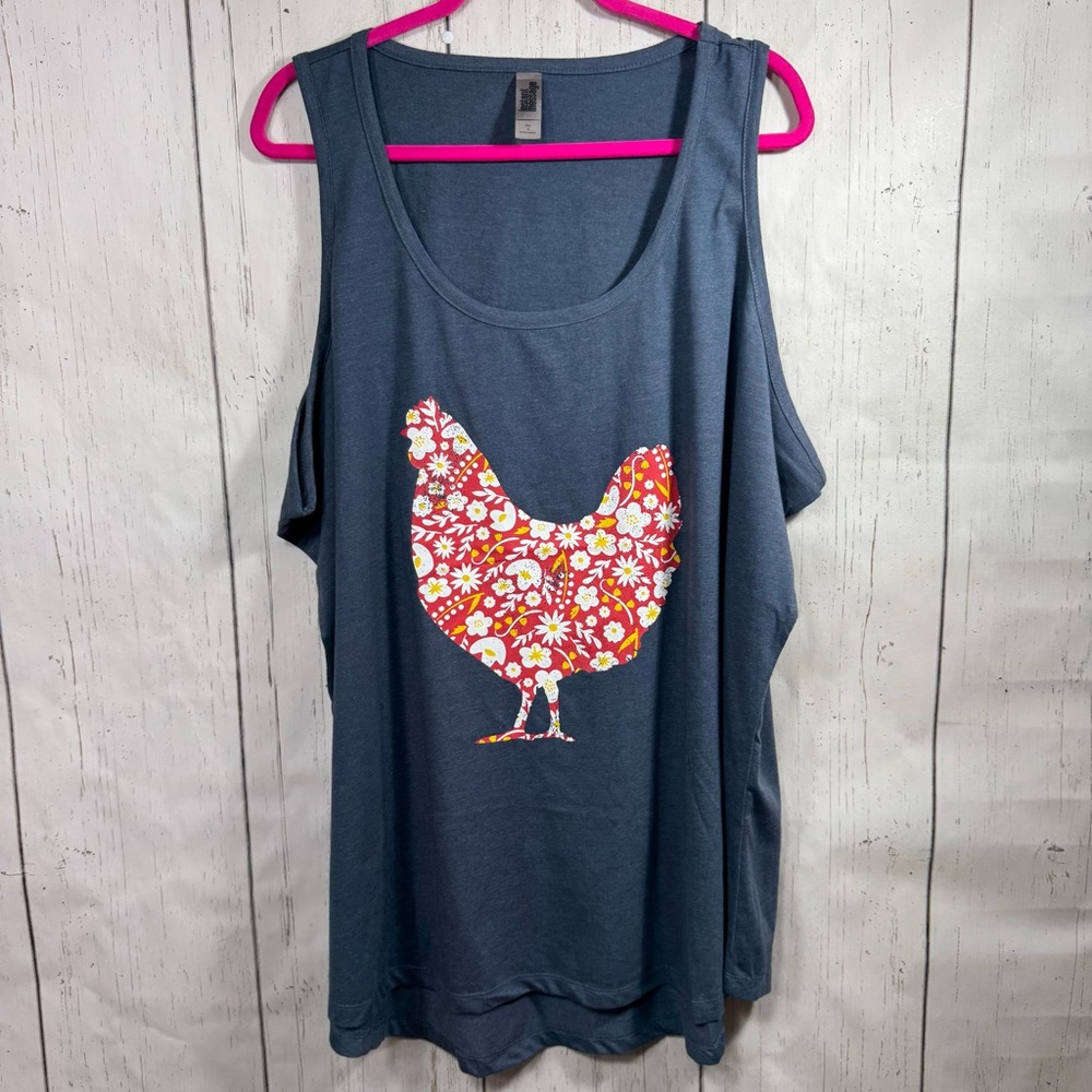 Instant Message Floral Chicken Tank Top Graphic Sleeveless Cottagecore Praire